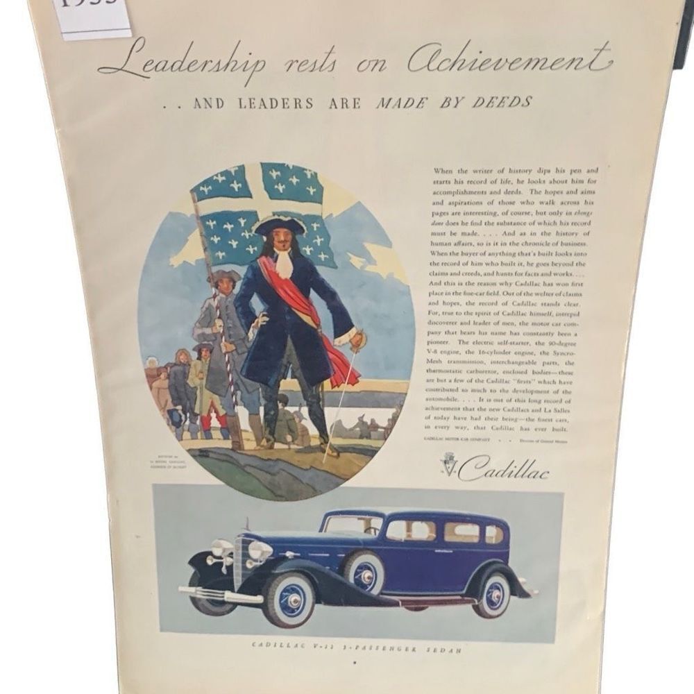 Vintage 1933 Cadillac V-12 5 Passenger Sedan Ad Advertisement